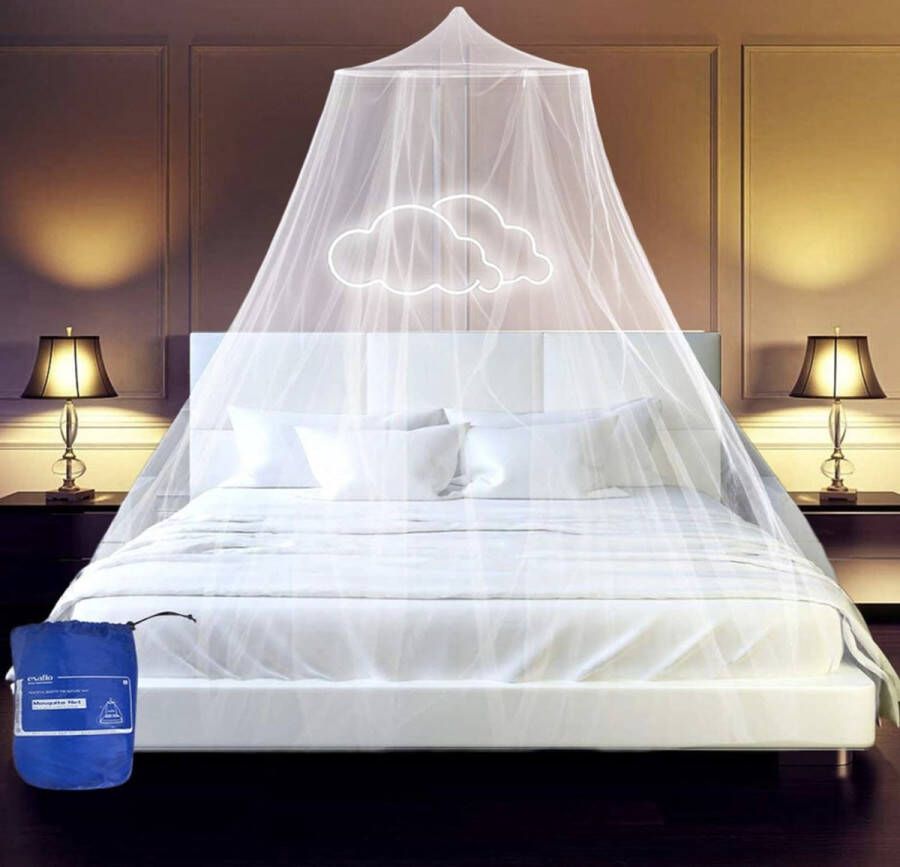 Klamboe bed groot muggennet incl. montagemateriaal muggenbescherming tweepersoonsbedden met extra grote spanring voor thuis ook op reis