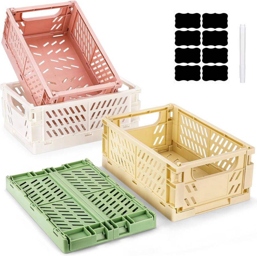 Klapbox 4 stuks klapkist opbergmand (25 x 16 5 x 10 cm) opbergkist stapelbare opbergdozen voor keuken badkamer kantoor slaapkamer klaslokaal kast lade