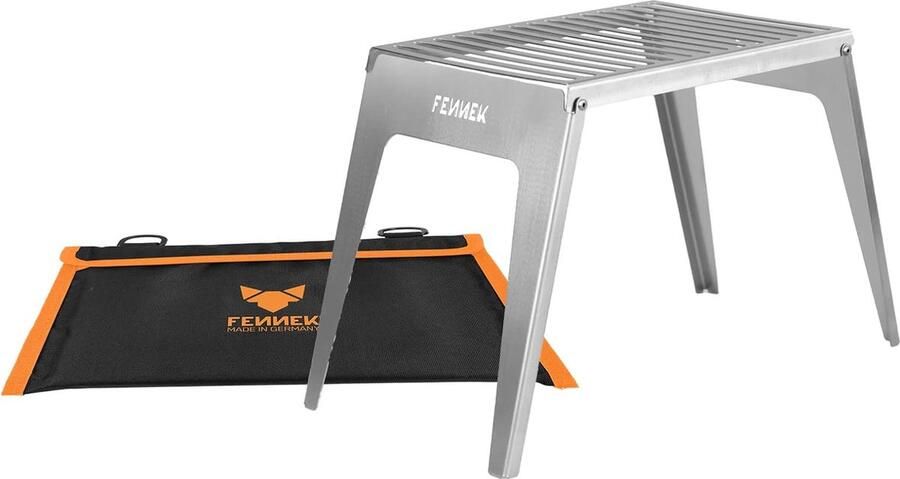 Klaprooster zeer compact voor het grillen over hobos campingkooktoestellen vuurkorven enz. van hittebestendig roestvrij staal
