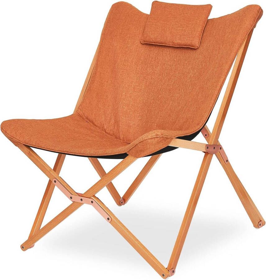 Klapstoel campingstoel loungestoel modern design retrostoelen ligstoel opklapbare tuinligstoel kussens hoge rugleuning tv-fauteuil met houten frame stof voor balkon donkergrijs