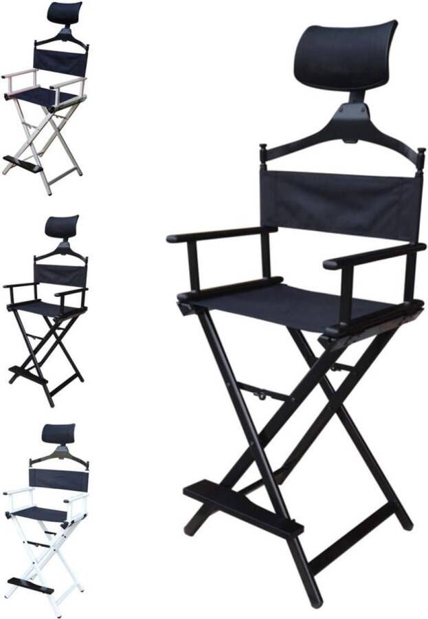 Klapstoel van Aluminium voor Make-up Draagbaar en Stijlvol -Zwart-Professionele Make up stoel Make up artist chair