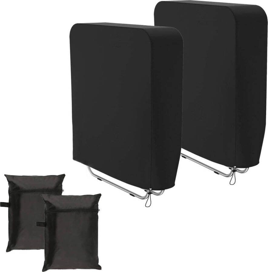Klapstoelhoes 2 stuks tuinstoelen beschermhoes winddicht anti-UV waterdicht voor ligstoel vouwstoel vergaderstoel dekstoel inklapbaar tuinmeubelen met draagtas (zwart)