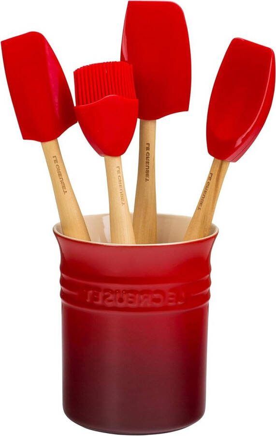 Klassieke pot voor keukengerei (11 liter) set van 4 spatels cadeauverpakking kersenrood JS450-67 spatelpot