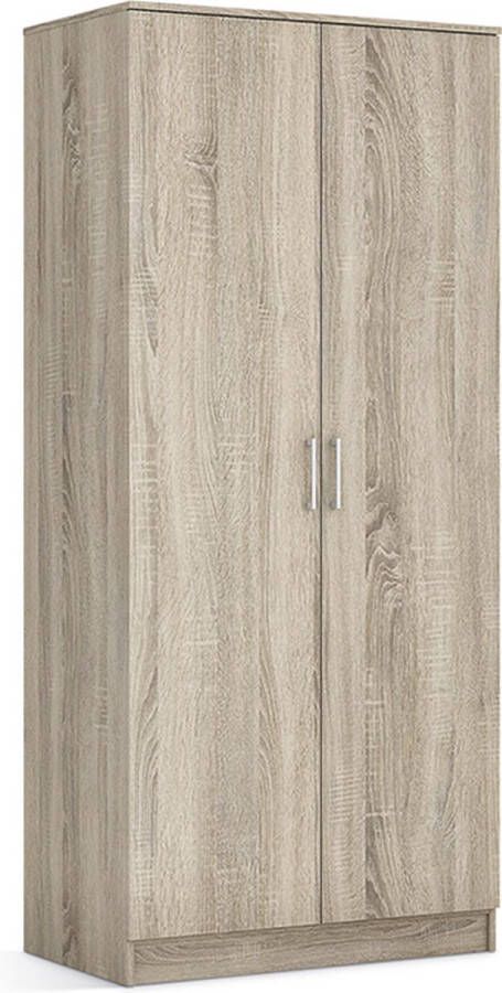 Kledingkast Loek Sonoma Breedte 80 cm Hoogte 180 cm Diepte 54 cm Met planken Met openslaande deuren