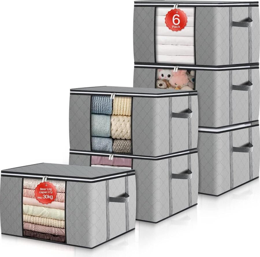 Kledingopbergbox \ Opvouwbare Opbergbakken Kastorganizer \ Kledingopbergzakken 6 Pack 60 x 40 x 35 cm