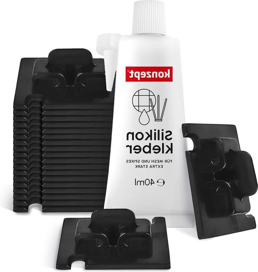 Kleefhaken Buiten 20 stuks Extra Sterke Montagelijm 40 ml Balkonnet voor Katten Zwart Bevestiging zonder Boren Kattennet Balkon
