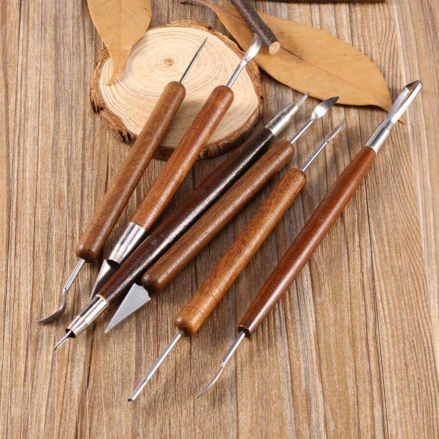 Relouka Klei en Beeldhouw Gereedschap Boetseergereedschap Aardewerk Hout 6 Stuks