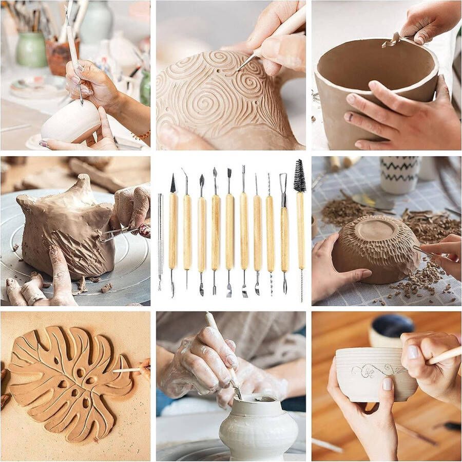 Klei gereedschap set Beeldhouwen Gereedschap 37 Stuks Aardewerk Gereedschap Houten DIY Aardewerk Gereedschap voor Aardewerk Beeldhouwkunst Kunstsnijwerk Embossing Rock Painting Nail Art DIY