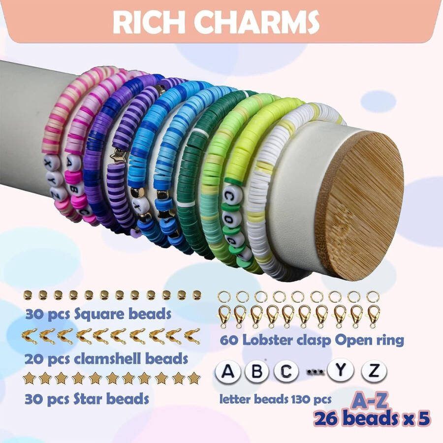 Klei kralen 4800 stuks armband maken kit 20 kleuren polymeer klei kralen voor armband maken