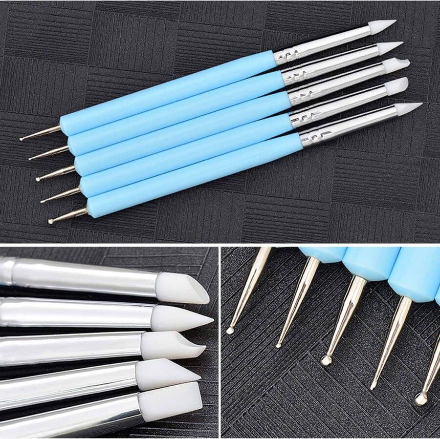 Klei Modellering voor Kinderen Klei Gereedschap Set 9 Stks Klei Modellering Gereedschap Metaal en Silicium Materiaal Sculptuur Keramisch Gereedschap Aardewerk Gereedschap voor Volwassenen Dotting Tool voor Nail Art Blauwe Kleur