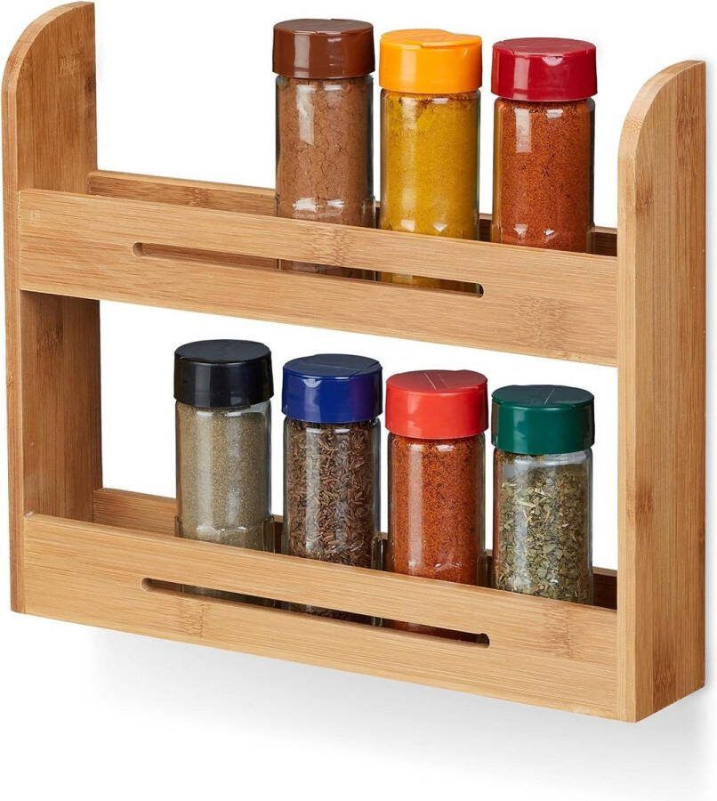 Klein bamboe kruidenrek voor in de keuken Staand kruidenrek van Relaxdays Afmetingen 26 x 31 x 6 cm Naturel