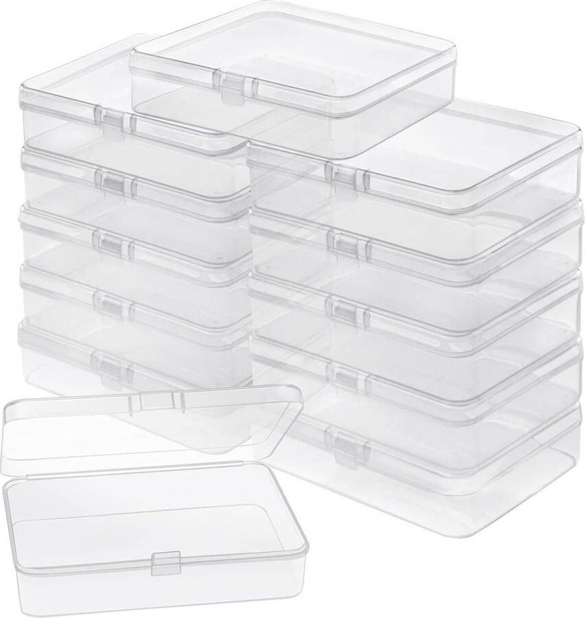 Klein Helder Plastic Opslag Dozen Containers met Scharnier Deksels Ideaal voor Pillen Kralen Sieraden & Hobby Items Set van 12