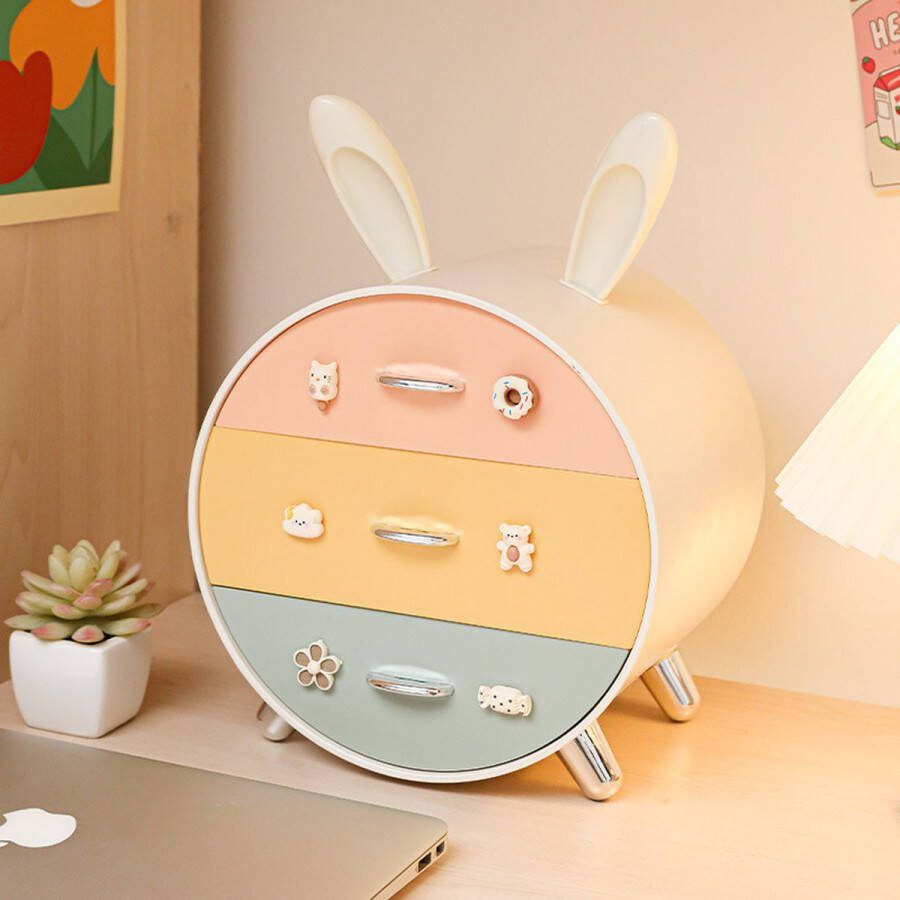 Klein konijntje meerlaagse lade cosmetische opbergdoos haarclip voor kinderen opbergdoos voor briefpapier Roze Geel Blauw