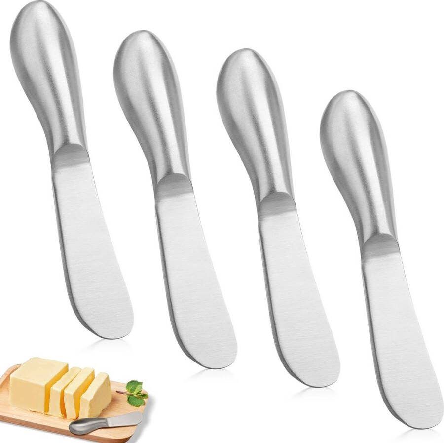 Klein roestvrij stalen botermessen set van 4 keukengereedschap voor boter kaas en gebak 133 x 22 cm smeermessenset