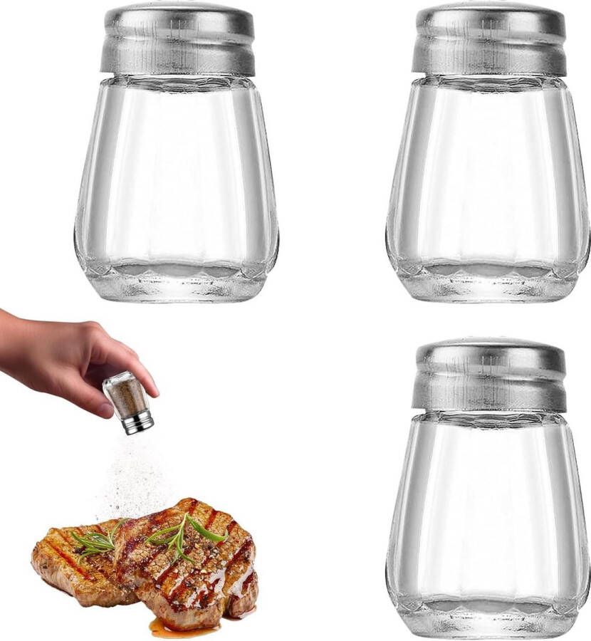 Klein zoutvaatje van glas 12 ml Salty Box kruidenstrooier met deksel extra klein zoutvaatje voor lunchbox camping 3 stuks Zoutpot