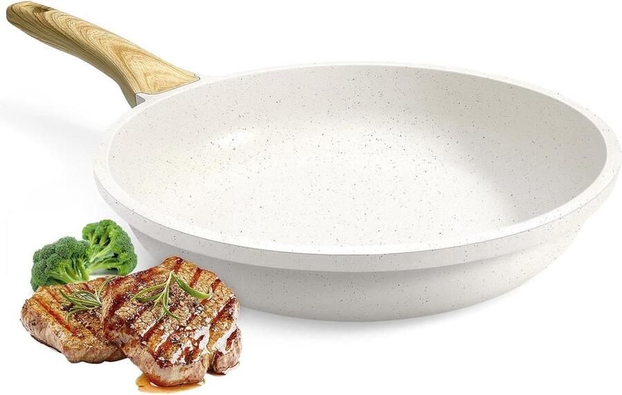 Kleine 20 cm graniet gecoate braadpan inductie non-stick wit