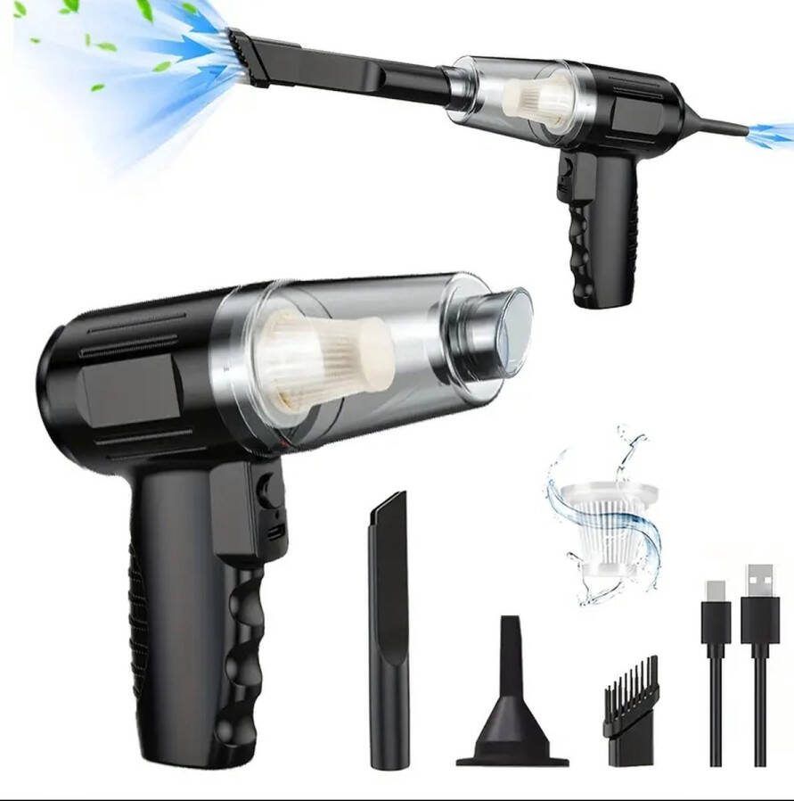 Kleine Autostofzuiger 2-in-1 Mini Handstofzuiger met Borstelloze Motor Blaasfunctie en USB-oplading Handig klein formaat met krachtige zuigkracht voor auto kantoor huis vakantie camping