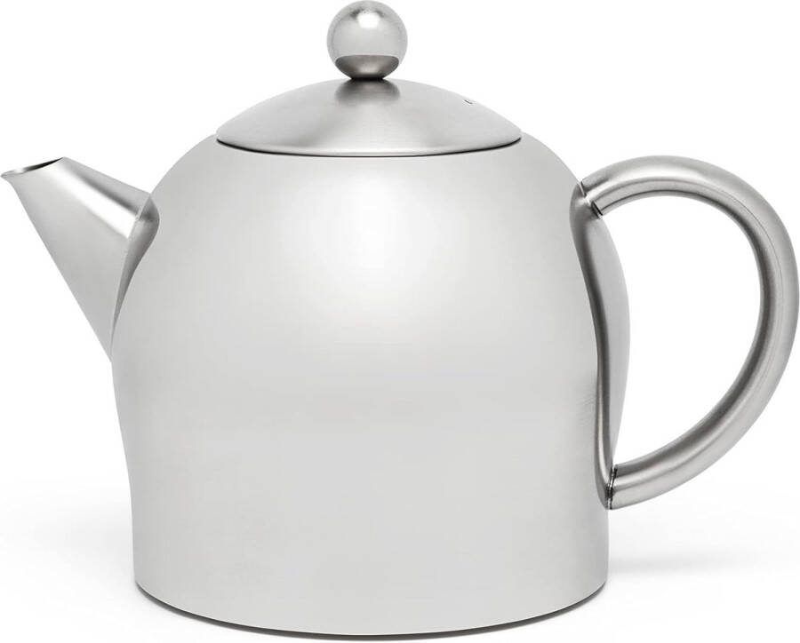 Kleine bolvormige dubbelwandige RVS theepot 0 5 liter