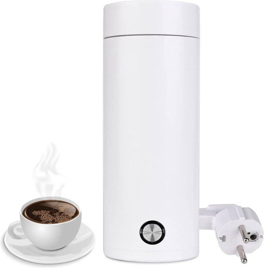 Kleine draagbare waterkoker 400 ml elektrisch mini-waterkoker met automatische uitschakeling 5 minuten snel koken voor thee melk koffie wit