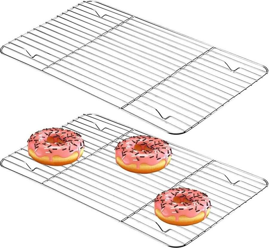 Kleine grillroosters roestvrij staal set van 2 voor oven vaatwasser bakken koelen bakrooster