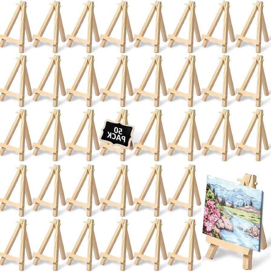 Kleine houten ezel voor foto's 8 x 15 cm Set van 50 Mini schildersezel menu tafelschildersezel Schildersezel voor restaurant presentatie