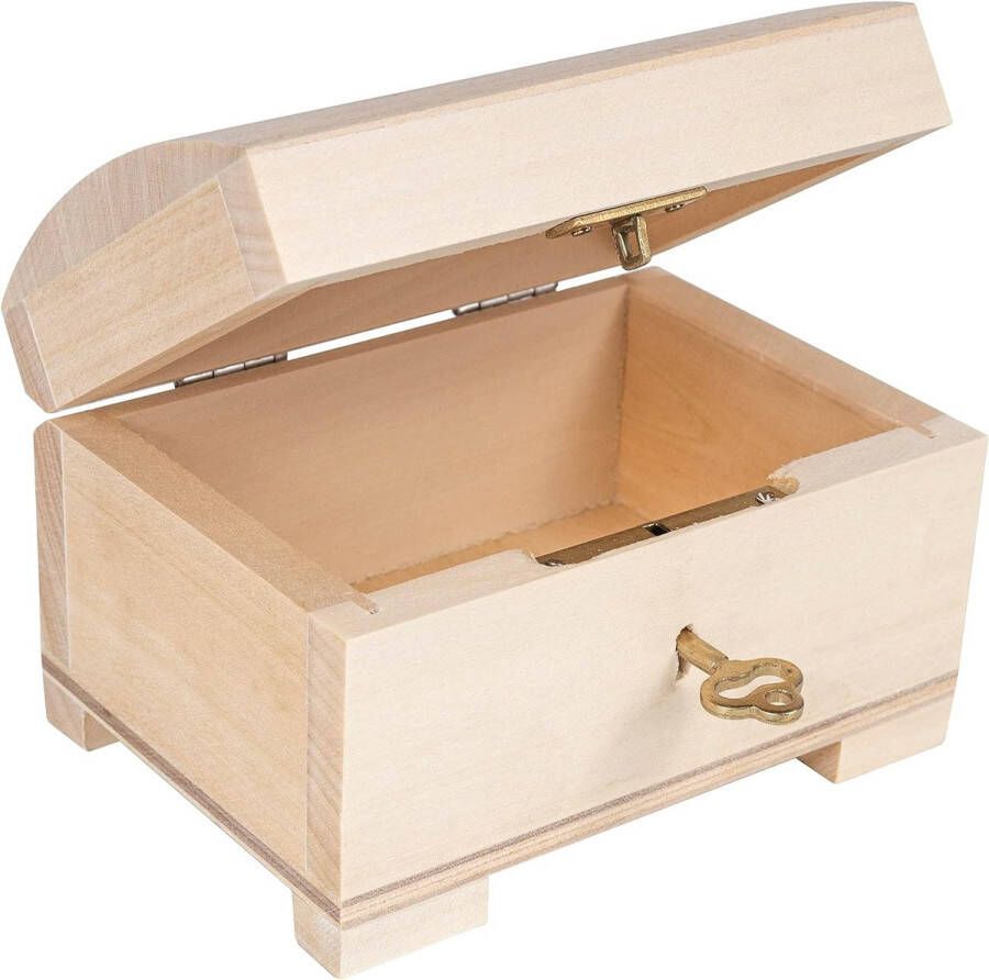 Kleine houten kist schatkist met deksel slot en sleutel voor sieraden 10 6 x 7 5 x 7 5 cm afsluitbare houten kist voor kleine voorwerpen opslag en decoratie