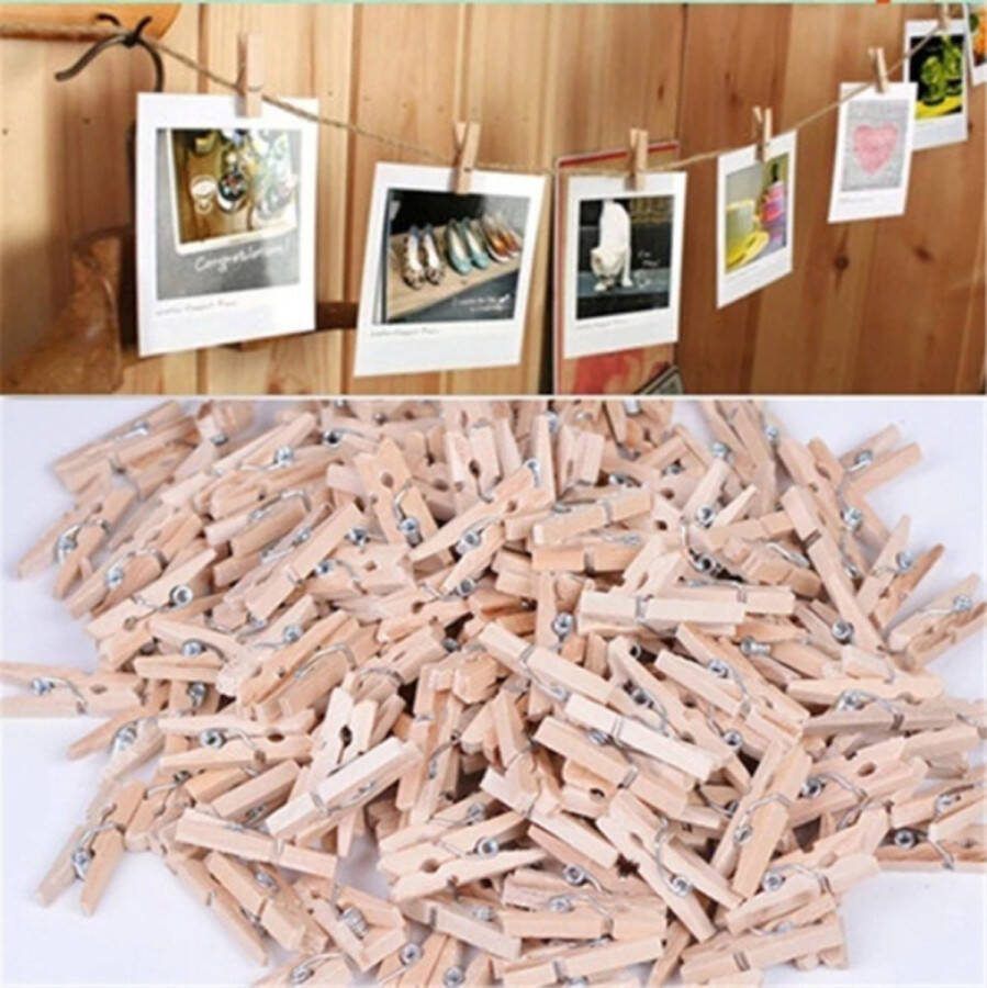 Kleine houten mini knijpers 50 STUKS Knijpertjes Fotoknijpers Geboorte wasknijpers 2.5 CM Kaartknijpers Foto knijpers Knijper om foto's aan op te hangen Fotohouder Knijpers Wasknijpers Kerstkaart hangers Polaroid Decoratie
