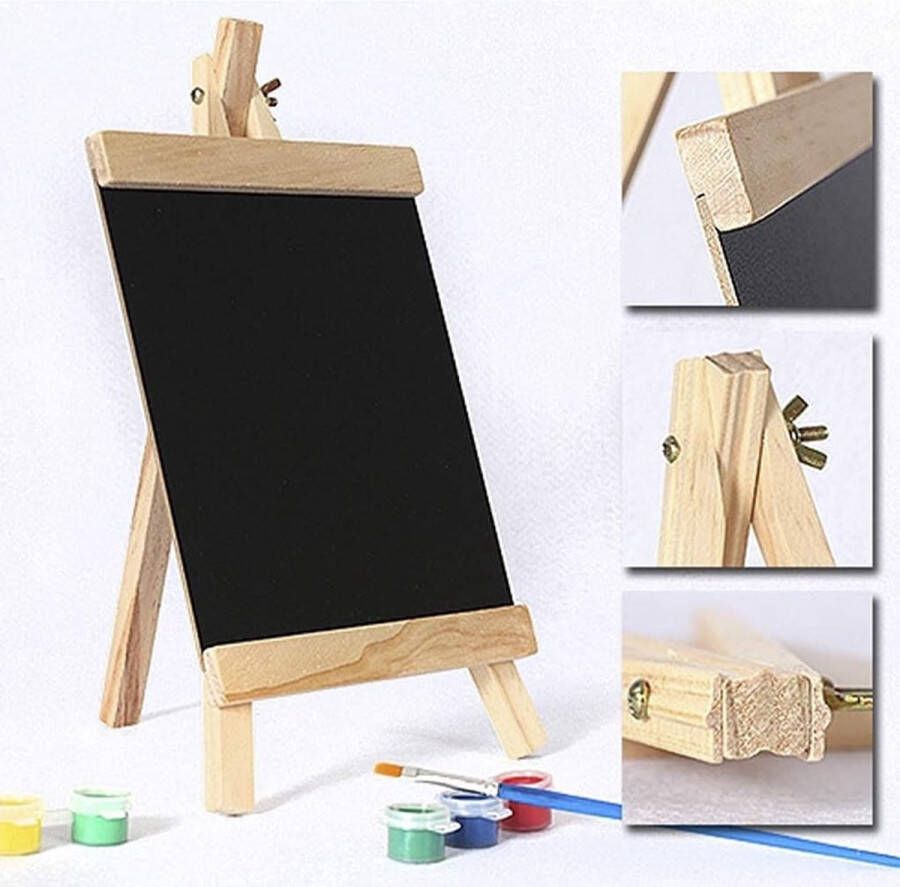 Kleine houten schildersezel 20 x 36 cm mini-ezel krijtbord staand bord kinderschilderbord opvouwbaar schrijfbord reclamebord bruiloftsdecoratie informatiebord zwart