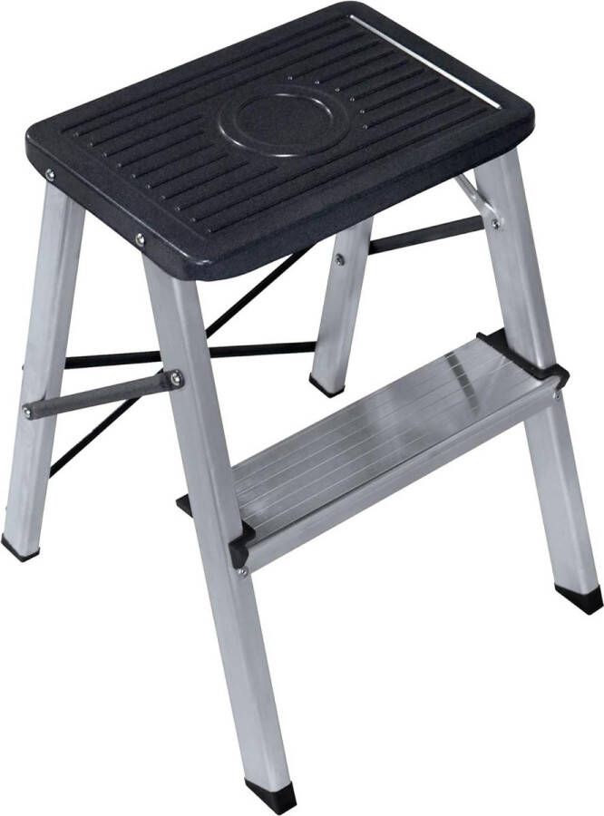 Kleine inklapbare kruk 2 treden antislip maximaal 150 kg aluminium