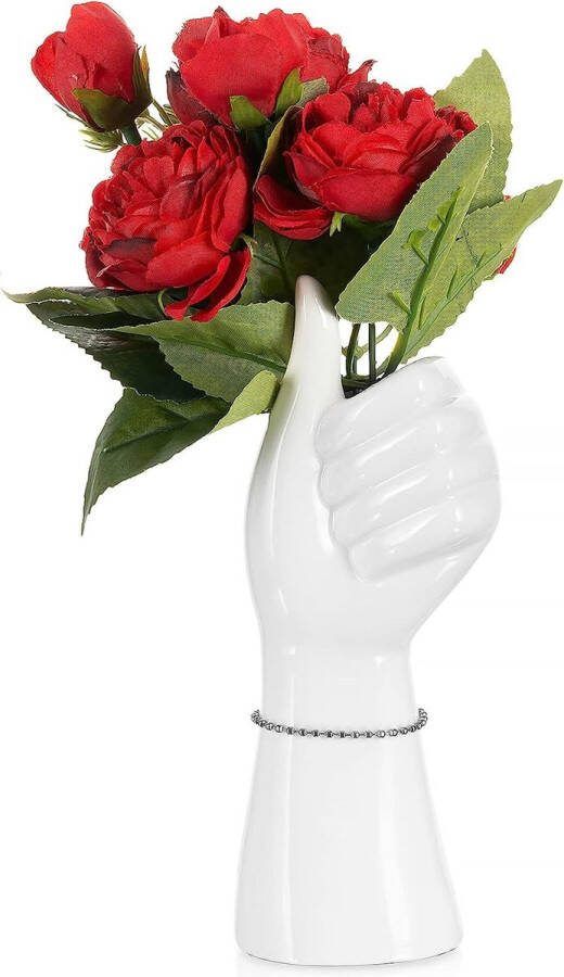 Kleine keramische vaas wit droogbloemen bloemenvaas voor tafeldecoratie decoratieve vingerbloemen vazen woonkamer 20 cm modern Scandinavisch creatief geschenk kunst decoratie