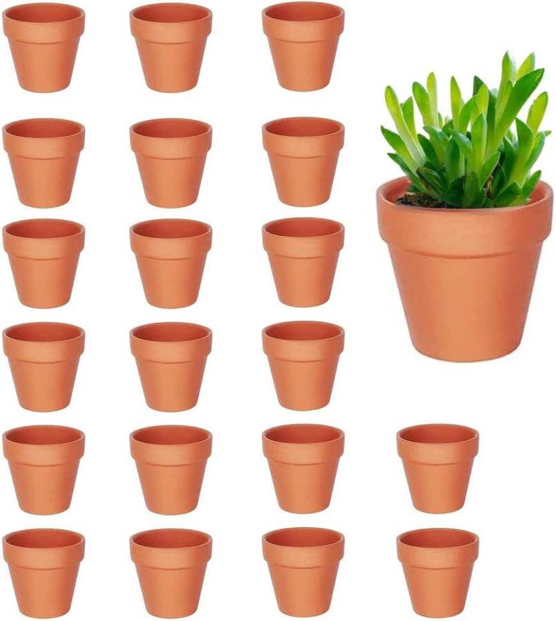 Kleine kleipotten met drainagegat bloempot terracotta mini-bloempotten buitenplanten voor cactus en vetplanten 20 stuks (45 x 45 cm) Bloempot