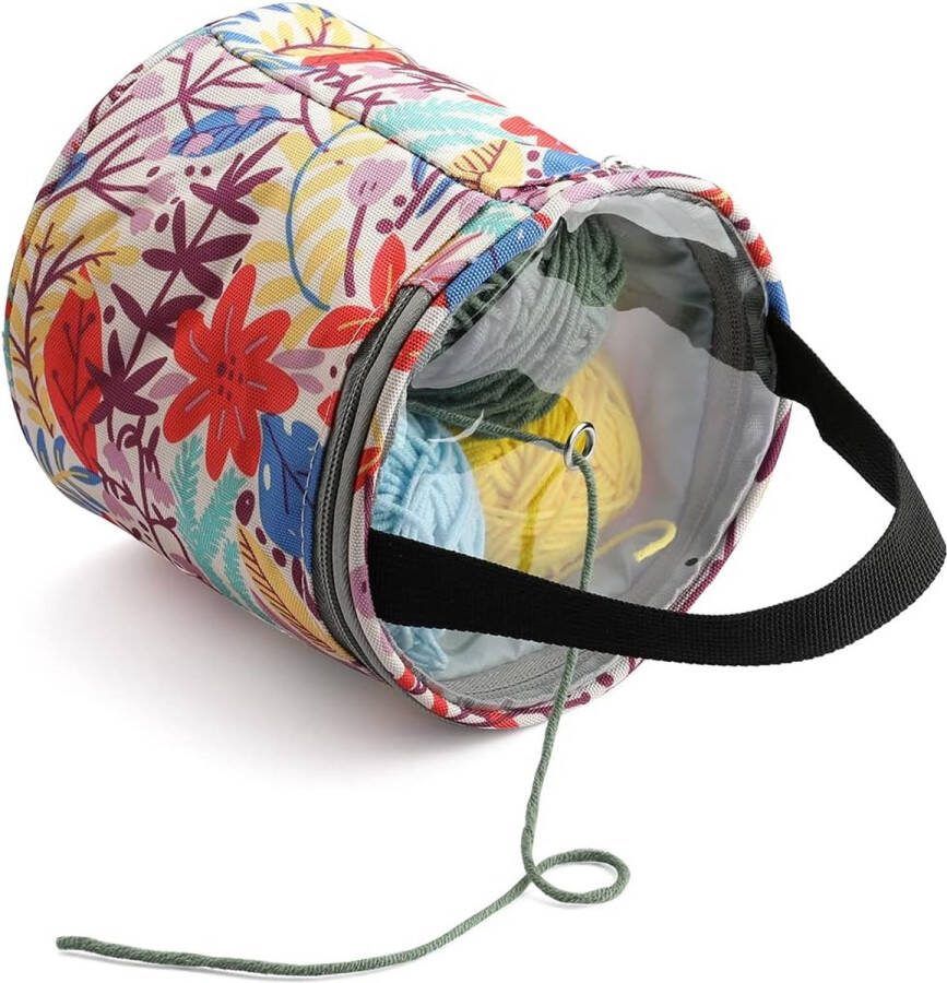 Kleine opbergtas voor wol ultra mini en draagbare garentas voor garen brei- en haakaccessoires opslag lichte en duurzame wollen tas (oranje bladeren)