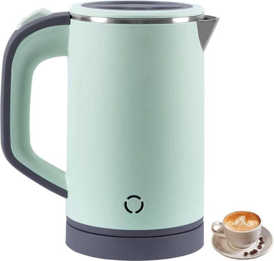 Kleine reiswaterkoker 800 ml snel koken draagbare mini-kampeerwaterkoker stille theepot van roestvrij staal groen