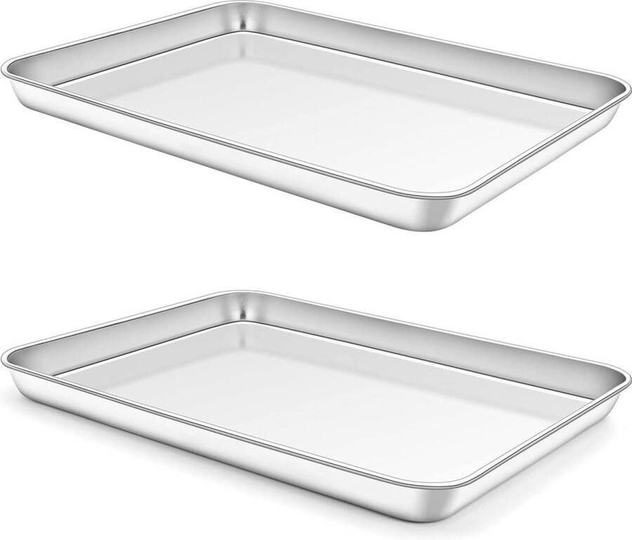 Kleine roestvrijstalen taartplaat bakplaat set van 2 rechthoekige ovenplaat 265 x 205 x 25 cm gezond en vaatwasmachinebestendig