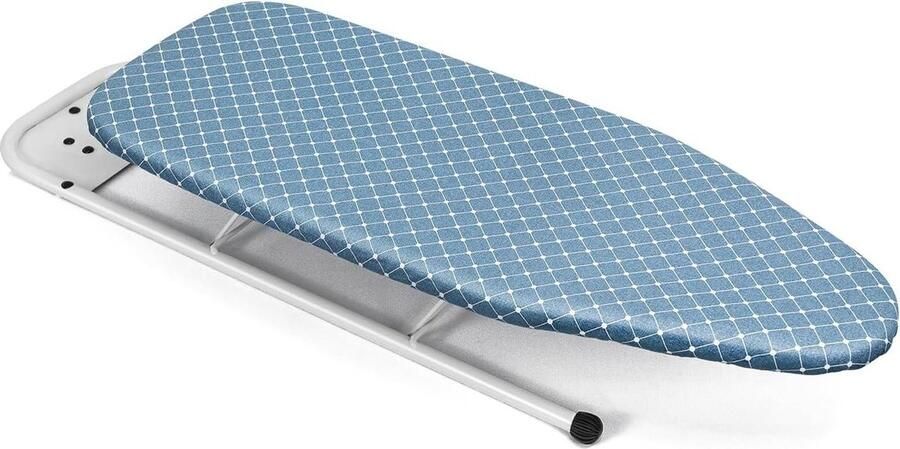 Kleine Strijkplank voor Tafel Compact met Strijkijzersteun Hittebestendige Hoes Blauw Geruit 32 x 82 cm Strijkplank