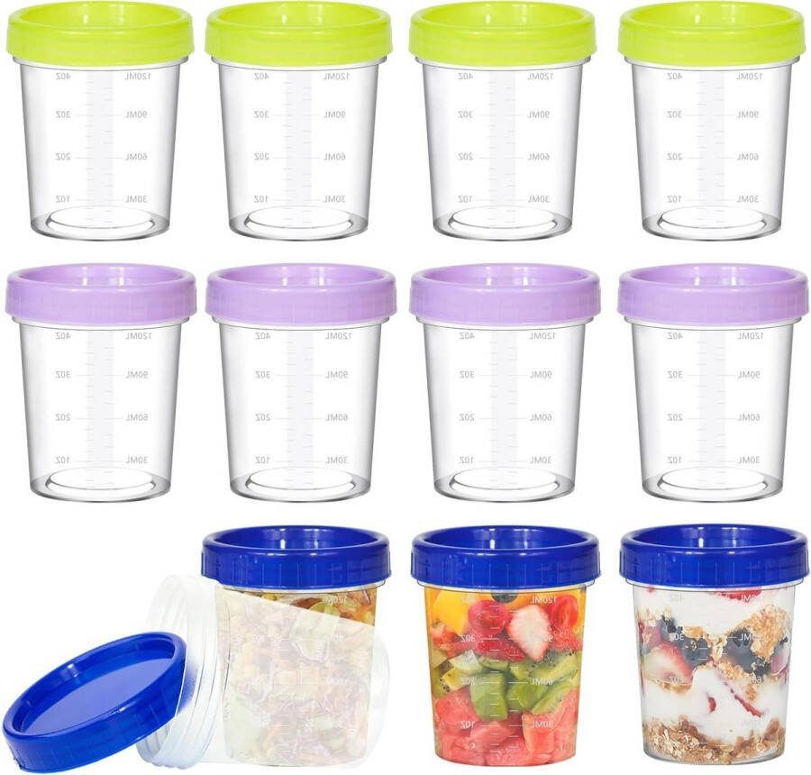Kleine voedselcontainers met deksels 12 stuks 120 ml plastic graduatie herbruikbaar lekvrij luchtdicht saus snacks magnetron bakjes met deksel