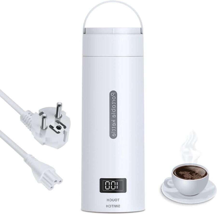Kleine waterkoker 400 ml voor op reis draagbare reiswaterkoker met temperatuurinstelling automatische uitschakeling ideaal voor onderweg