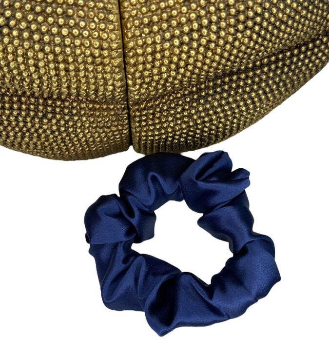 Kleine Zijden Scrunchie Donker Blauw