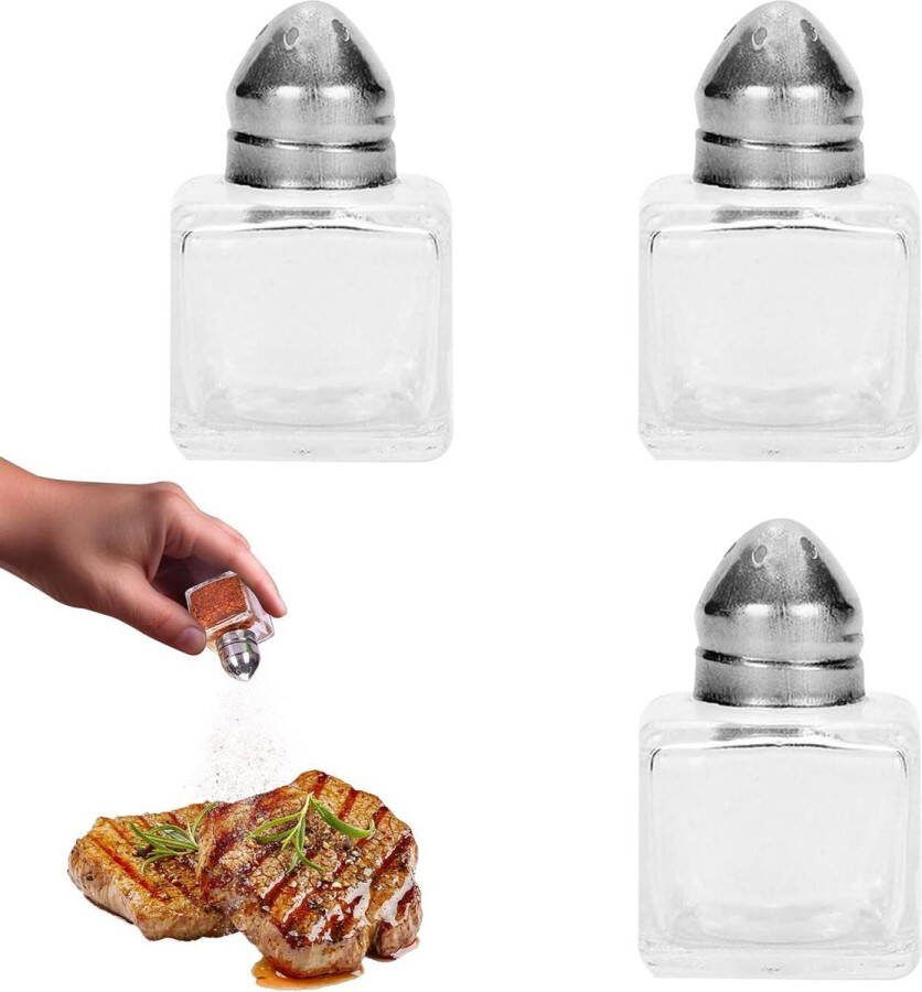 Kleine zoutvaatjes van glas 3 stuks 15 ml zout en peperstrooier kruidenstrooier met deksel extra kleine zoutvaatjes broodtrommel camping Zoutvaatje