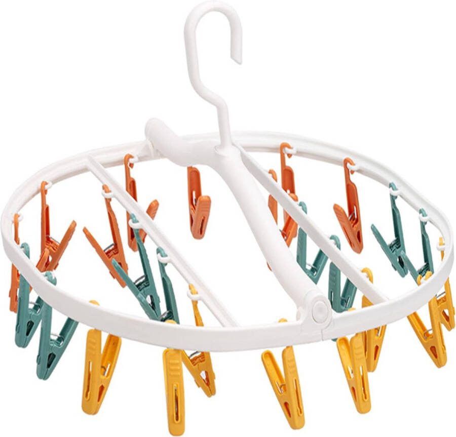 Klemmen met antislip Sokdroger pantalonhanger – kledinghanger draaibaar en opvouwbaar meerdere rokhangers met clips anti-slip voor sokken ondergoed schoen inlegzolen babykleding hoeden