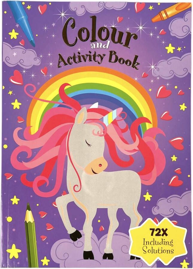 Kleur en Activiteiten boek Unicorn Kleurboek Unicorn Doeboek Activiteiten Boek Kleurboek Eenhoorn Kleurboek Peuter Tekenboek voor Kinderen Tekenen Kinderen Tekenblok voor Kinderen 72 Pagina's 29x21cm Vanaf 3 Jaar Multi Kleuren