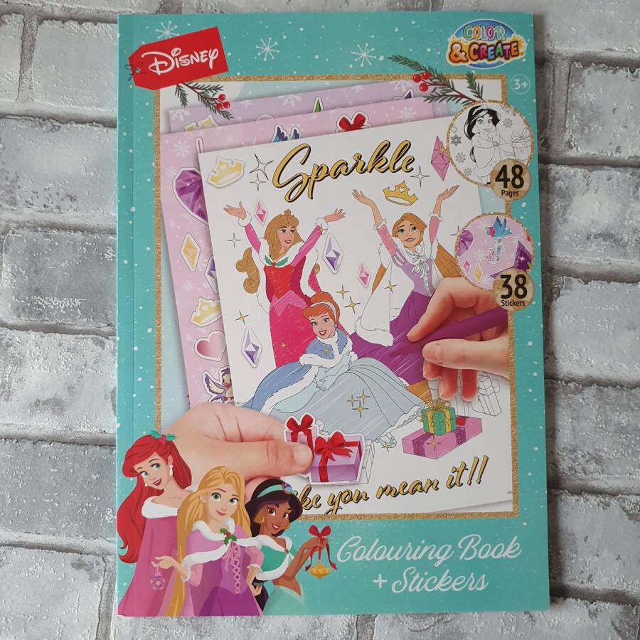 Kleurboek kerst prinsessen met stickers 48 pagina's 38 stickers