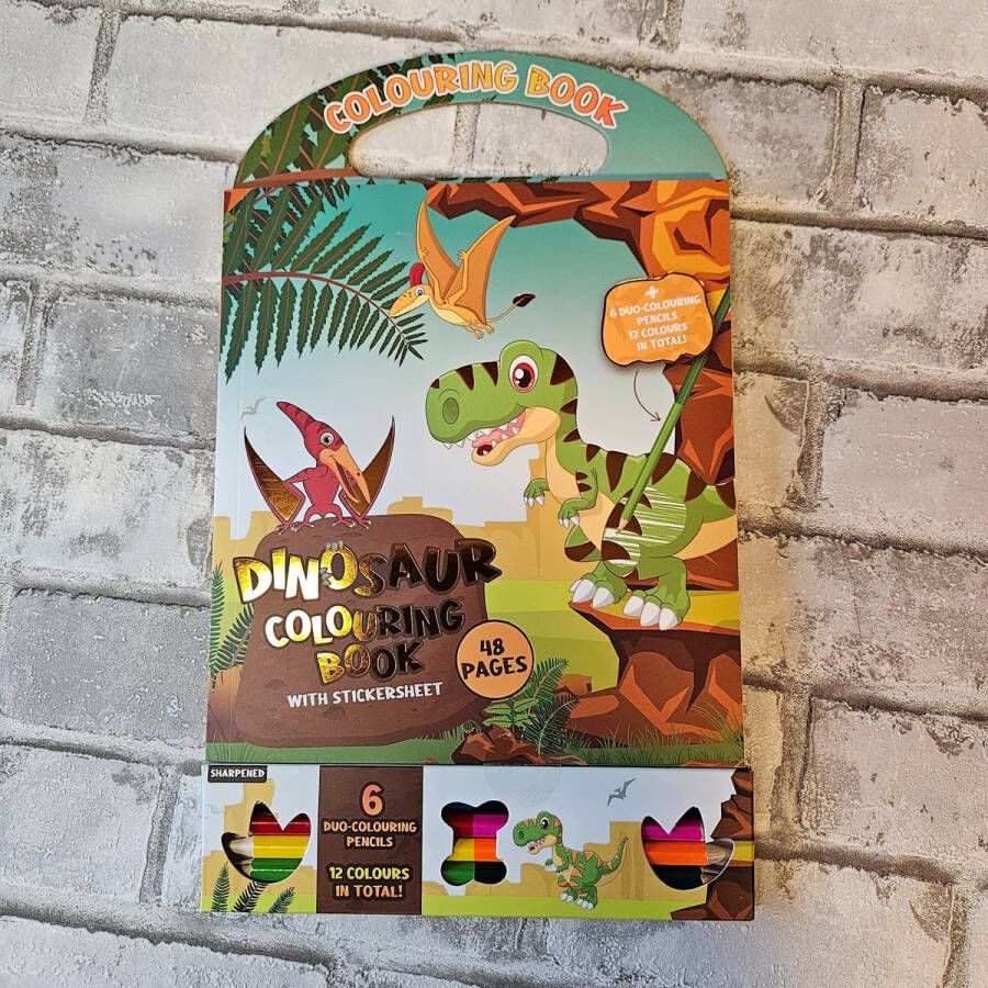 Kleurboek met kleurpotloden Dino's 48 paginas