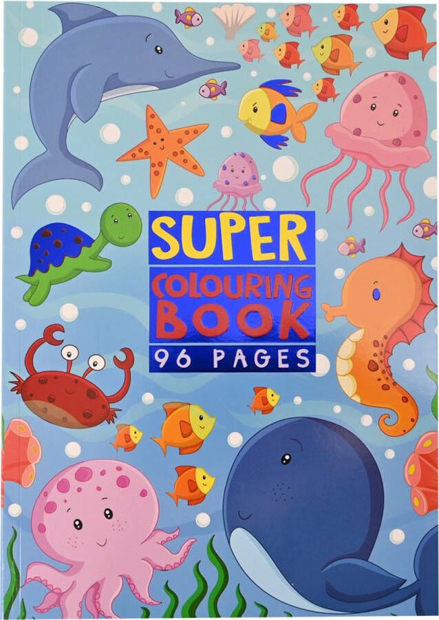 Kleurboek Oceaan 'Super Colouring Book' Kleurboeken voor Kinderen Tekenboek voor Kinderen Kleurboek Kinderen Tekenen Kinderen Kleurplaten Tekenblok voor Kinderen 96 Pagina's 21 x 29 7 cm Vanaf 5 jaar Multi Kleuren