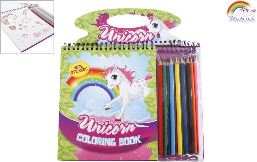 Kleurboek Schetsboek Eenhoorn Unicorn Inclusief Unicorn Stickers Unicorn Sjablonen en Potloden