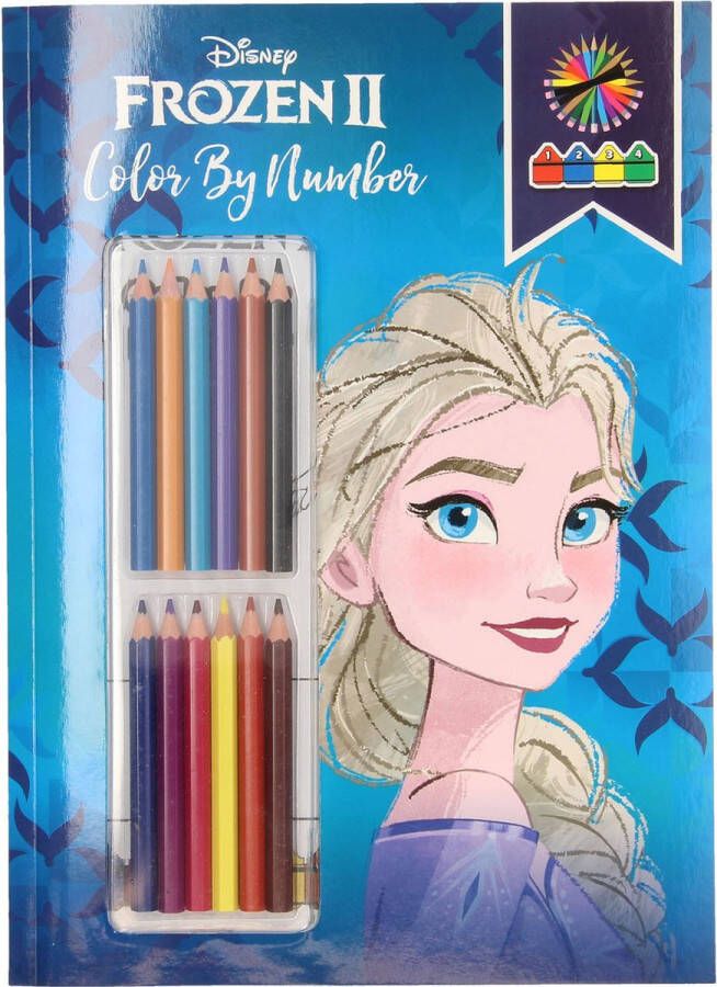 Disney Kleuren op Nummer met 12 kleurpotloden Frozen kleurboek Elsa en Anna