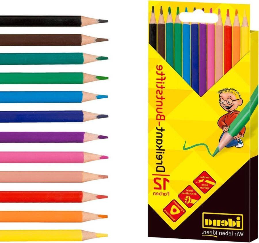Kleurpotloden 12 kleuren Ergonomische driehoekige vorm Kartonnen doosje