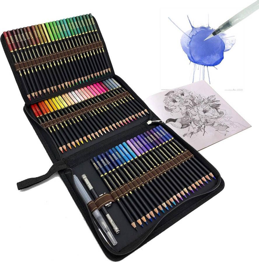 Kleurpotloden 72 Professionele Aquarelpotloden Set Zip-Up Case Geweldige Resultaten Volwassen Kleurboeken