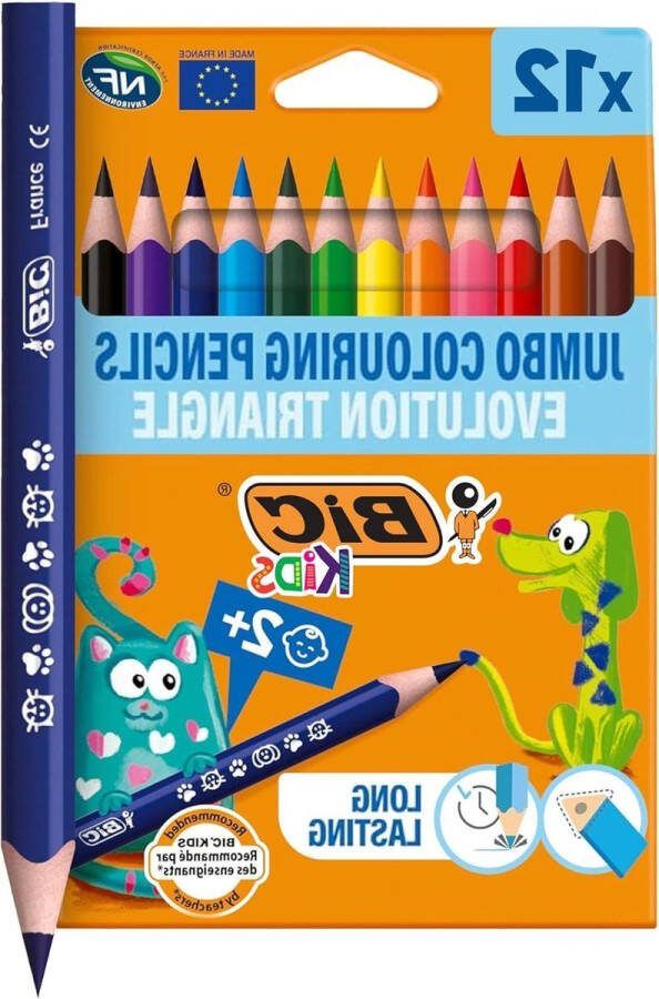 Kleurpotloden ECOlutions Evolution triangle driekantig 12 stuks voor kinderen met blauw en roze