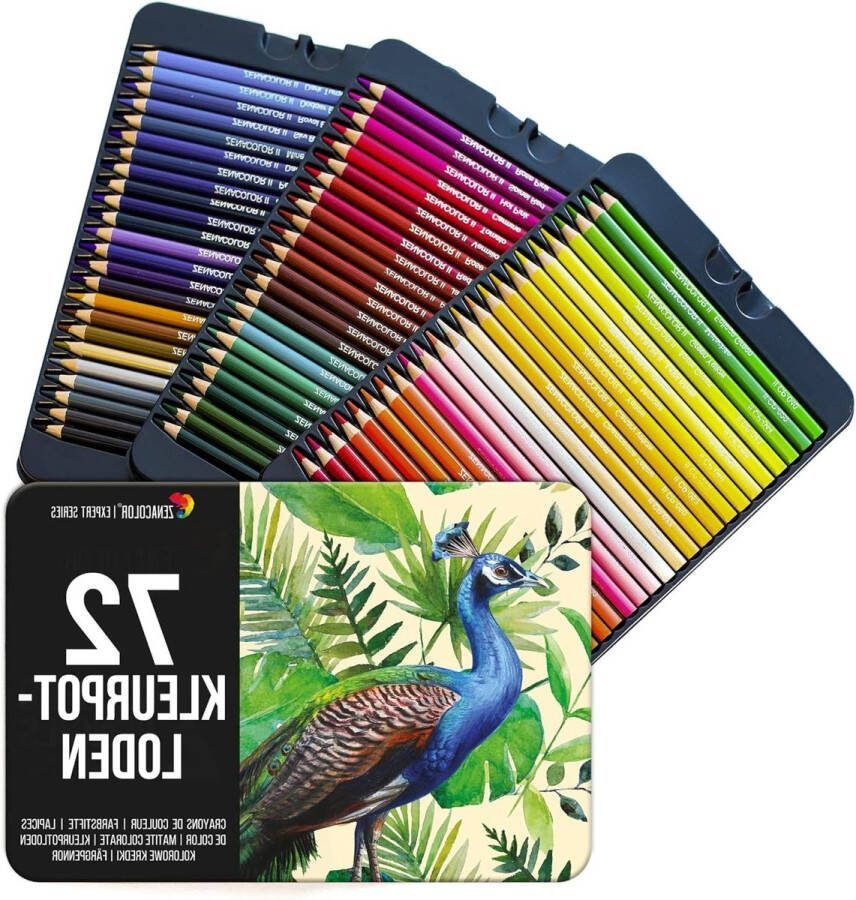 Kleurpotloden set van 72 professionele kleuren met metalen doos tekenen schetsen volwassenen kinderen